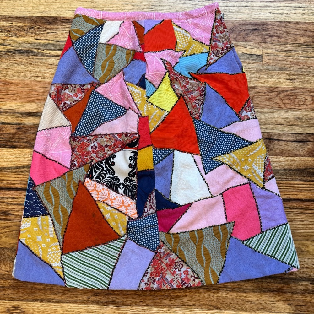 Vintage 60’s Patchwork A-Line Skirt  Multicolor Approx Size M See Measurements
